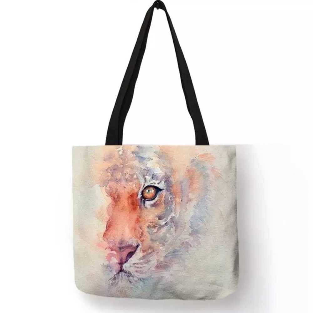 Eco-Friendly Abstract Watercolor Tiger Folding Tote Bag